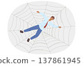 Trap for business man in form of cobweb symbolizes network of fraudsters want to steal money 137861945