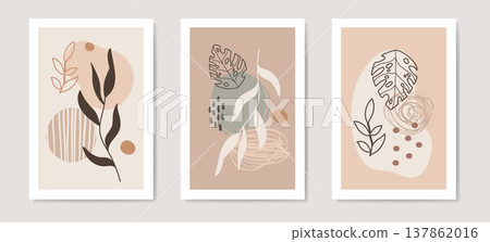 Abstract banner set with botanical shapes vector illustrations 137862016