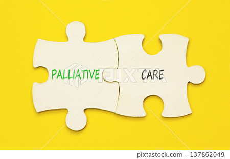 Palliative care words symbol. Concept words Palliative care on beautiful white puzzles. Beautiful yellow background. Medical and Palliative care words concept. Copy space. Palliative care words symbol. Concept words Palliative care on beautiful white puzzles. Beautiful yellow background. Medical and Palliative care words concept. Copy space. 137862049