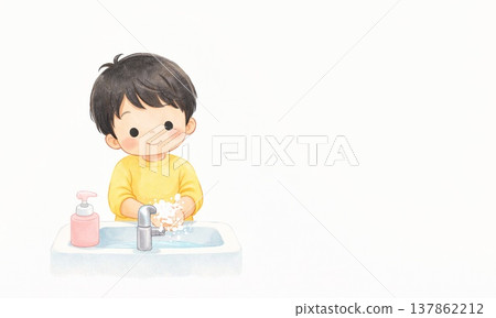 洗手:兒童衛生習慣和清潔圖片 洗手:兒童衛生習慣和清潔圖片 137862212