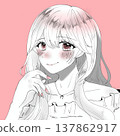 女孩插畫，粉紅色 137862917