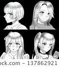四個女孩的彩色插圖。 137862921