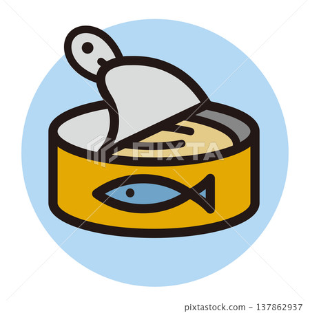 罐頭食品的圖示。例如金槍魚罐頭或鯖魚罐頭。 罐頭食品的圖示。例如金槍魚罐頭或鯖魚罐頭。 137862937