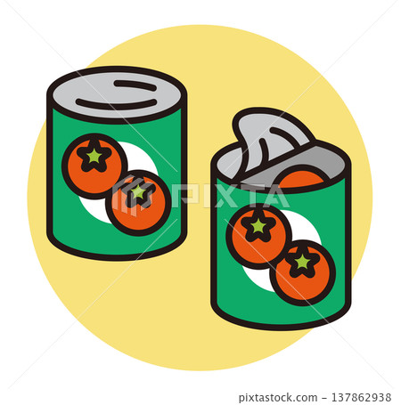 罐頭食品圖示。罐裝番茄插圖。 罐頭食品圖示。罐裝番茄插圖。 137862938
