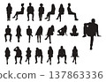 Sitting people silhouette, sitting man and woman, various sitting and poses 137863336