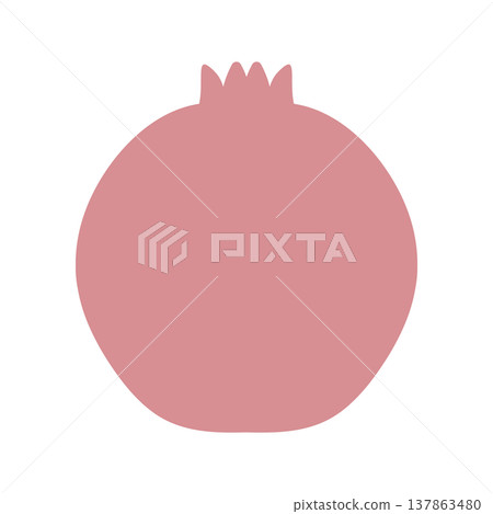 A simple flat icon of a pomegranate; a gentle pink fruit illustration. A simple flat icon of a pomegranate; a gentle pink fruit illustration. 137863480