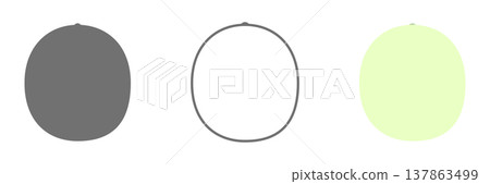 Honeydew Melon Icon Set: Simple fruit illustrations in black and white, line art, and color. Honeydew Melon Icon Set: Simple fruit illustrations in black and white, line art, and color. 137863499
