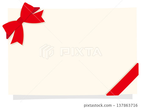 A message card-style frame with a red ribbon. A message card-style frame with a red ribbon. 137863716