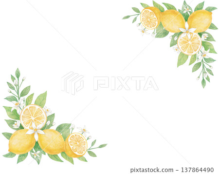 水彩檸檬畫框 水彩檸檬畫框 137864490