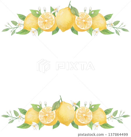 Watercolor Lemon Frame 137864499