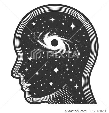 Human Head Silhouette Universe Galaxy Mind raster 137864651