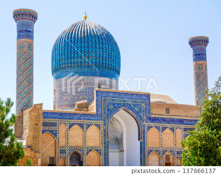 Historic islamic architecture mosque with blue dome Historic islamic architecture mosque with blue dome 137866137