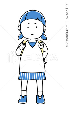 配備個人警報器的小學生女孩(兩種顏色) 配備個人警報器的小學生女孩(兩種顏色) 137866187