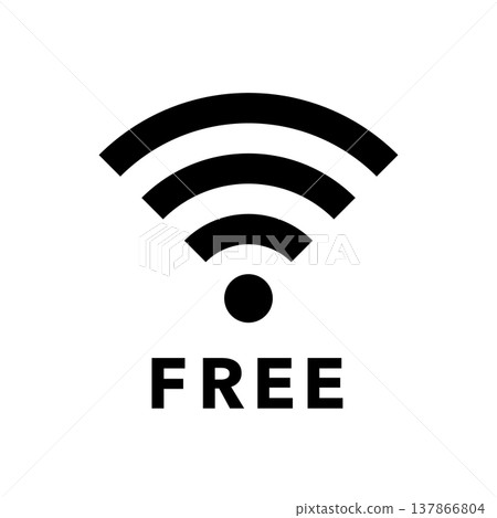 免費Wi-Fi圖標，單色，庫存圖片，插圖。 137866804