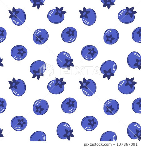 Seamless pattern with blueberry in flat style. Background for bed linen, wrapping paper, summer package and grocery store design. Seamless pattern with blueberry in flat style. Background for bed linen, wrapping paper, summer package and grocery store design. 137867091