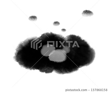 a cloud-shaped black ink stain on a white background a cloud-shaped black ink stain on a white background 137868158
