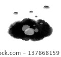a cloud-shaped black ink stain on a white background 137868159