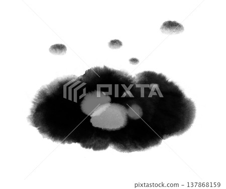 a cloud-shaped black ink stain on a white background 137868159