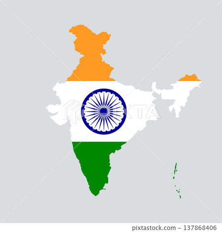 India Map with National Flag Colors. Vector illustration India Map with National Flag Colors. Vector illustration 137868406