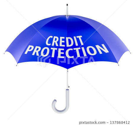 Credit Protection concept with blue umbrella. 3D rendering 137868412