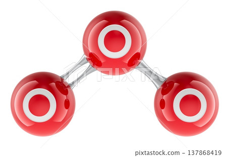 Ozone molecule O3 model, 3d rendering 137868419