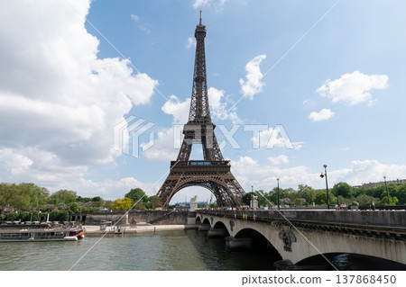 Eiffel Tower over the Seine in Paris France 137868450