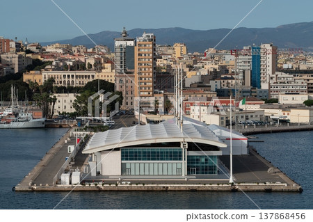 Modern passenger terminal at Port of Cagliari in Sardinia Italy Modern passenger terminal at Port of Cagliari in Sardinia Italy 137868456
