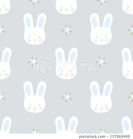 Cute rabbit seamless vector pattern pastel nursery illustration Cute rabbit seamless vector pattern pastel nursery illustration 137868498