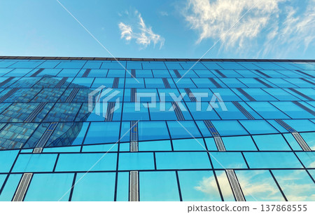 Office building. Glass skyscrapers in business center. Architecture, commercial real estate Office building. Glass skyscrapers in business center. Architecture, commercial real estate 137868555