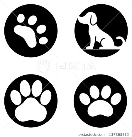 Adorable Dog Paw Icon Badge 137868813