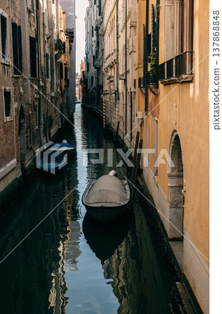 Amazing cityscape view of Venice old town and channel. Amazing cityscape view of Venice old town and channel. 137868848
