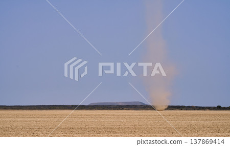 Sand devils that occur in the arid regions of the Danakil Depression in Ethiopia 137869414