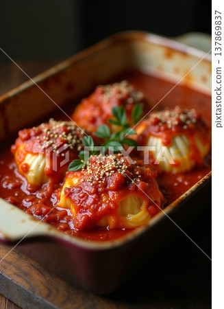 The image shows rondelli, an Italian pasta dish The image shows rondelli, an Italian pasta dish 137869837