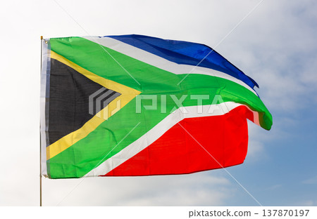 Flag of South Africa on background of sky 137870197