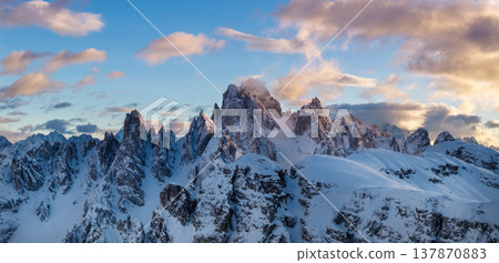 Beautiful Panorama of Dolomites Mountains During Winter Beautiful Panorama of Dolomites Mountains During Winter 137870883