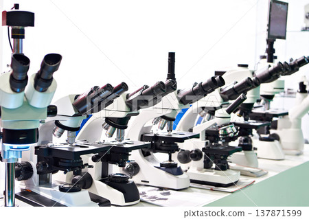 Optical microscopes in store Optical microscopes in store 137871599