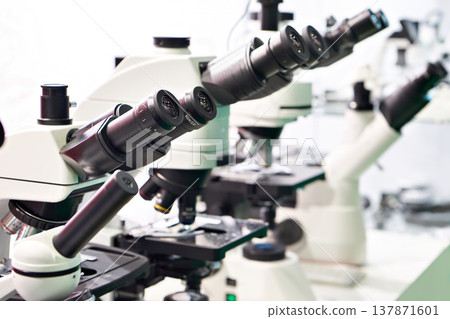 Optical microscopes in store Optical microscopes in store 137871601