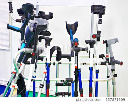 Canes and crutches in store Canes and crutches in store 137871609