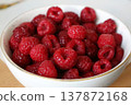 Close-Up of Fresh Raspberries in Bowl 137872168