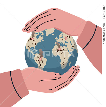 Caring human hands gently cradling and protecting a damaged, cracked earth, symbolizing peace, global unity, and healing from wars and conflicts Caring human hands gently cradling and protecting a damaged, cracked earth, symbolizing peace, global unity, and healing from wars and conflicts 137873073