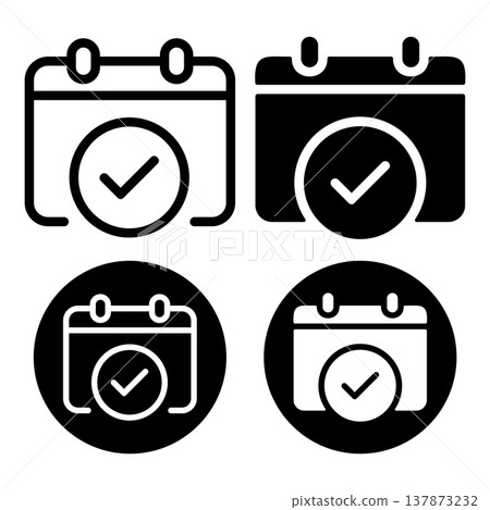 Check Calendar Icon Set 137873232