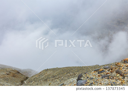 Late autumn in Aso, Kumamoto Prefecture: Mount Aso, Nakadake crater 137873345