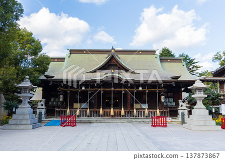 Autumn in Kitakyushu City, Fukuoka Prefecture: Kokura Gion Yasaka Shrine, main hall 137873867