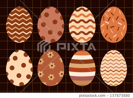 Easter vector chocolate eggs designs, simple egg shaped illustrations for packaging design 137873880