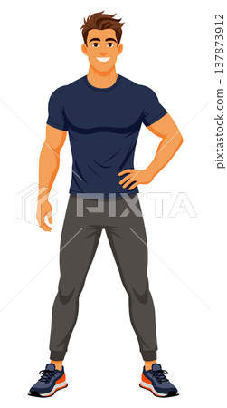 Man sportswear standing front vector illustration 137873912