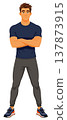 Fitness man character isolated white background 137873915