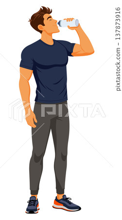 Man drinking water bottle vector illustration 137873916