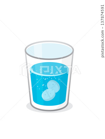 Effervescent tablets in glass of water. Aspirine, healthy medicine stock illustration. Effervescent tablets in glass of water. Aspirine, healthy medicine stock illustration. 137874591