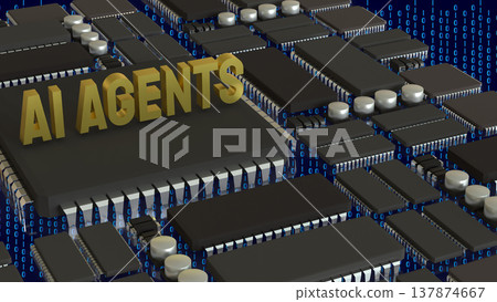 AI Agents Microchip Concept On Futuristic Circuit Board Technology Background 3d render. AI Agents Microchip Concept On Futuristic Circuit Board Technology Background 3d render. 137874667