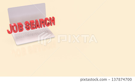 Job Search Text Emerging From Laptop Screen Online Career Recruitment Concept 3d render. Job Search Text Emerging From Laptop Screen Online Career Recruitment Concept 3d render. 137874700